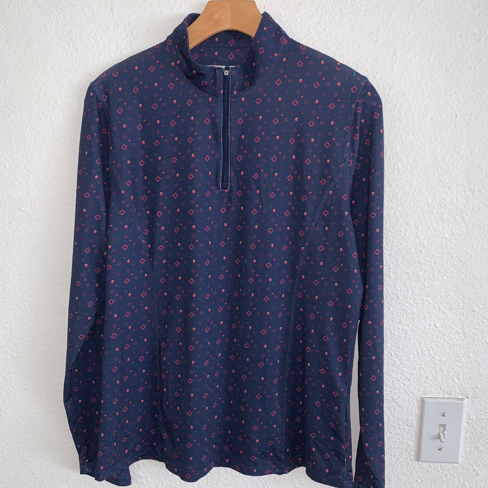 Callaway Women Navy Strawberry Print Quarter Zip Golf Pullover Large 1749210